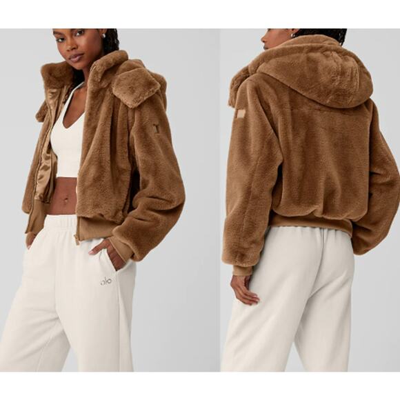 Alo Yoga Foxy Fur Jacket Espresso Brown S - Picture 2 of 9